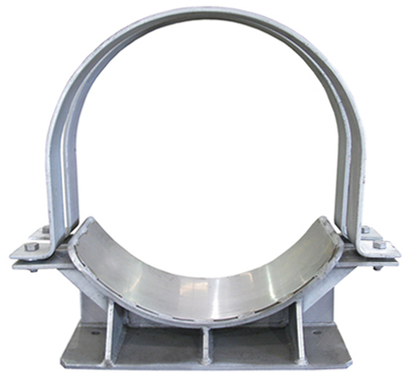 Stainless Steel Slide Plates Affixed to Bottom of Pipe Saddle
