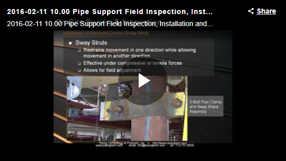 PIPE SUPPORT FIELD INSPECTION, INSTALLATION & MAINTENANCE