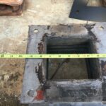 Rusted rectangular expansion joint