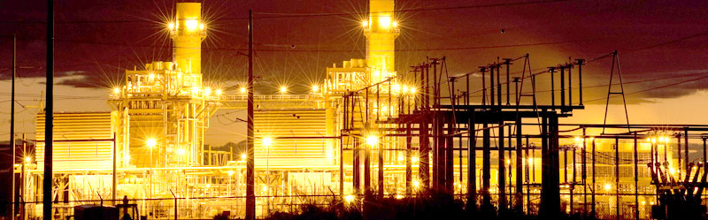 Industrial power plant night